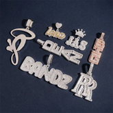 GL BANDZ Letter Pendant Full Inlaid VVS Moissanite Diamonds S925 Silver